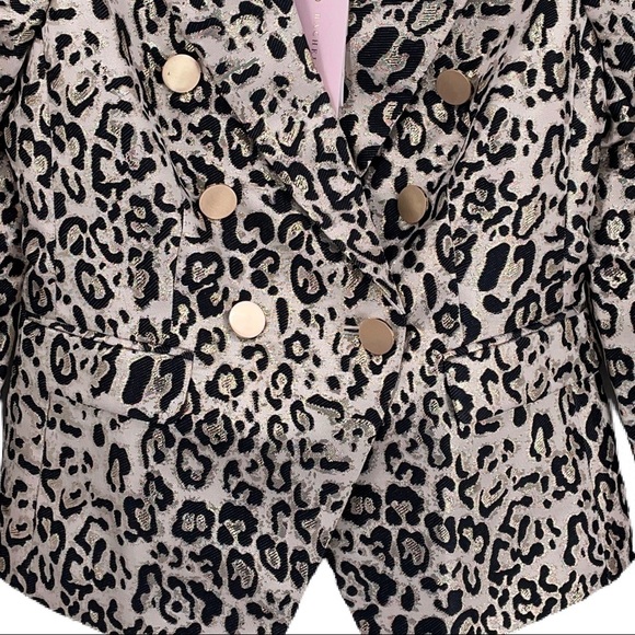 NWT RACHEL PARCELL Leopard Jacquard Blazer Sz S - Picture 4 of 9